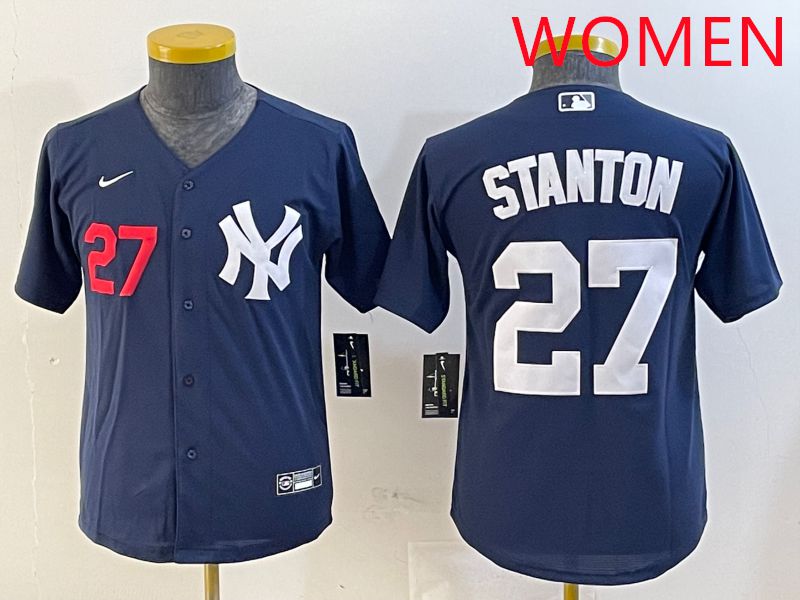 Women New York Yankees #27 Stanton Blue Game 2025 Nike MLB Jersey style 2->women mlb jersey->Women Jersey